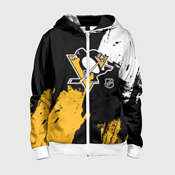 Толстовка на молнии детская Питтсбург Пингвинз - брызги, цвет: 3D-белый