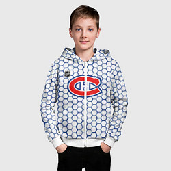 Толстовка на молнии детская Монреаль Канадиенс - белые соты, цвет: 3D-белый — фото 2