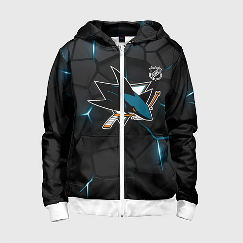 Детская толстовка на молнии Сан Хосе Шаркс - плиты с подсветкой / 3D-Белый – фото 1