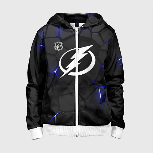 Детская толстовка на молнии Тампа Бэй Лайтнинг - плиты / 3D-Белый – фото 1