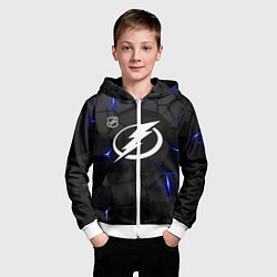 Толстовка на молнии детская Тампа Бэй Лайтнинг - плиты, цвет: 3D-белый — фото 2