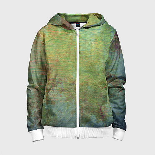 Детская толстовка на молнии Абстракция - green oil stain / 3D-Белый – фото 1