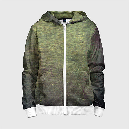 Детская толстовка на молнии Абстракция - old board painted with green paint / 3D-Белый – фото 1