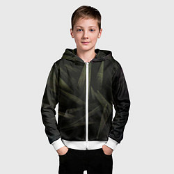 Толстовка на молнии детская Абстракция - green triangles, цвет: 3D-белый — фото 2