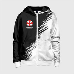 Толстовка на молнии детская Umbrella Corp - black and white, цвет: 3D-белый