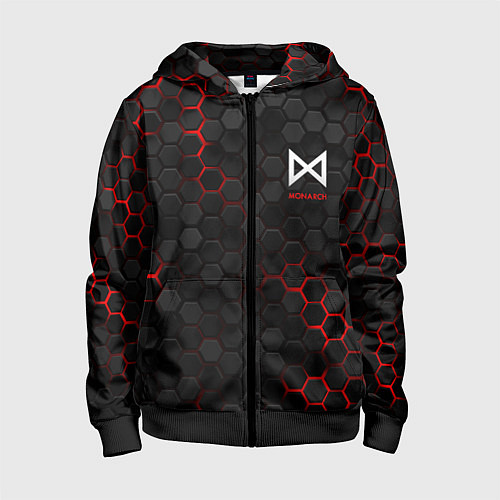 Детская толстовка на молнии Мехагодзилла красный / 3D-Черный – фото 1