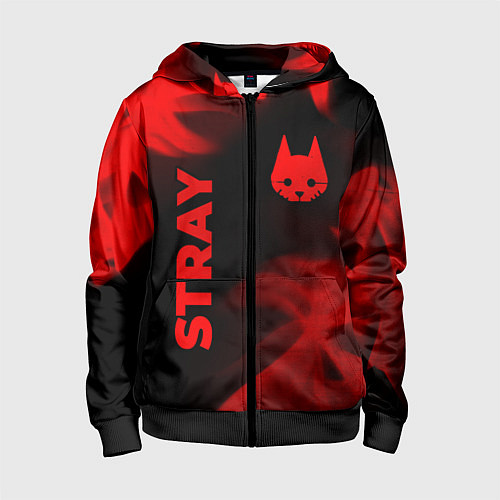Детская толстовка на молнии Stray - red gradient вертикально / 3D-Черный – фото 1
