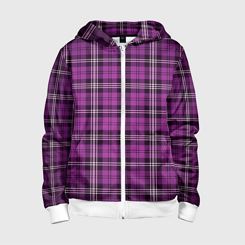 Детская толстовка на молнии Color pink checkerboard / 3D-Белый – фото 1
