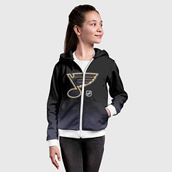 Толстовка на молнии детская Сент Луис Блюз - градиент, цвет: 3D-белый — фото 2