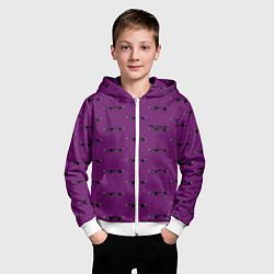 Толстовка на молнии детская Вот Это Да Фиолетовый паттерн очки, цвет: 3D-белый — фото 2