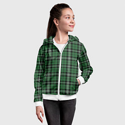 Толстовка на молнии детская Checkered green, цвет: 3D-белый — фото 2
