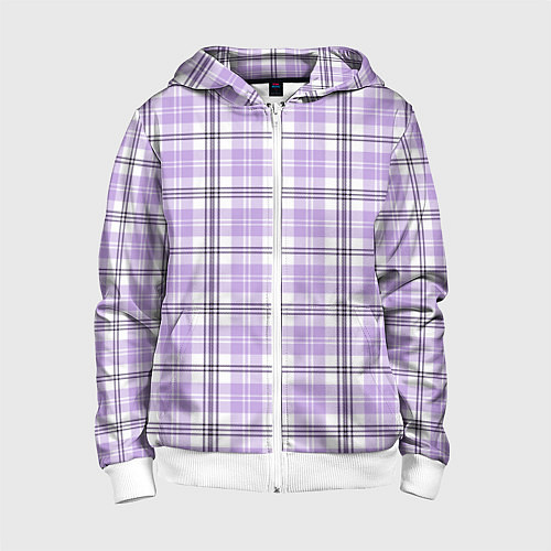Детская толстовка на молнии Checkered light purple / 3D-Белый – фото 1
