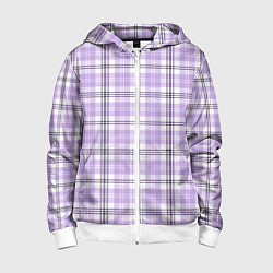 Толстовка на молнии детская Checkered light purple, цвет: 3D-белый