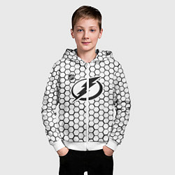 Толстовка на молнии детская Тампа Бэй Лайтнинг - белые соты, цвет: 3D-белый — фото 2