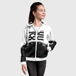 Толстовка на молнии детская Кибер текстура - черно белая, цвет: 3D-белый — фото 2