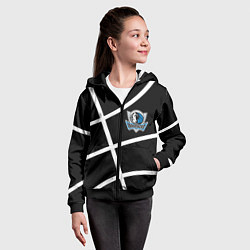 Толстовка на молнии детская Даллас Маверикс - текстура черного мяча, цвет: 3D-черный — фото 2