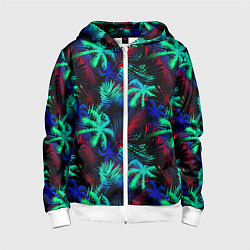 Толстовка на молнии детская Palm neon, цвет: 3D-белый
