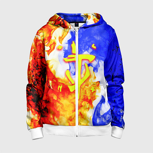 Детская толстовка на молнии Doom битва огня / 3D-Белый – фото 1