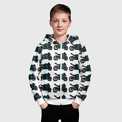 Толстовка на молнии детская Motorbike blue, цвет: 3D-белый — фото 2