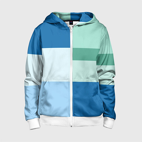 Детская толстовка на молнии Мятное небо колор-блок / 3D-Белый – фото 1