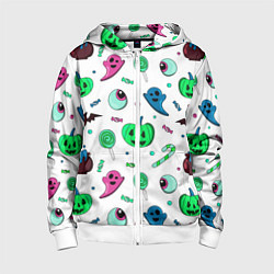 Детская толстовка на молнии Halloween light green pumpkin - паттерн