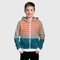 Толстовка на молнии детская Полосатый мандариновый морской рассвет, цвет: 3D-белый — фото 2