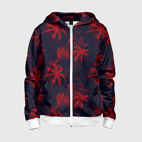 Детская толстовка на молнии Palm black red / 3D-Белый – фото 1