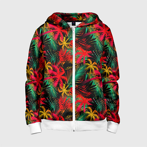 Детская толстовка на молнии Palm yellow red / 3D-Белый – фото 1