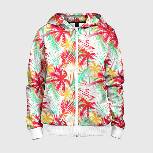 Детская толстовка на молнии Palm red yellow / 3D-Белый – фото 1