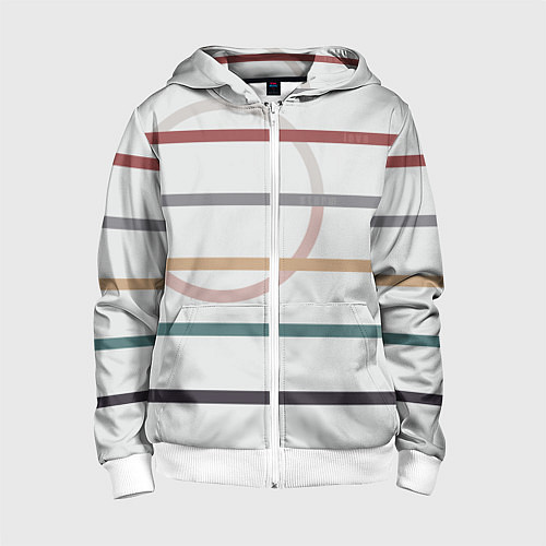Детская толстовка на молнии Stripes and circle / 3D-Белый – фото 1