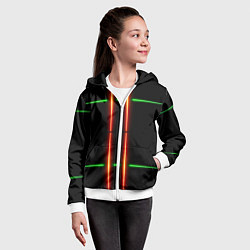 Толстовка на молнии детская Neon green black red line, цвет: 3D-белый — фото 2