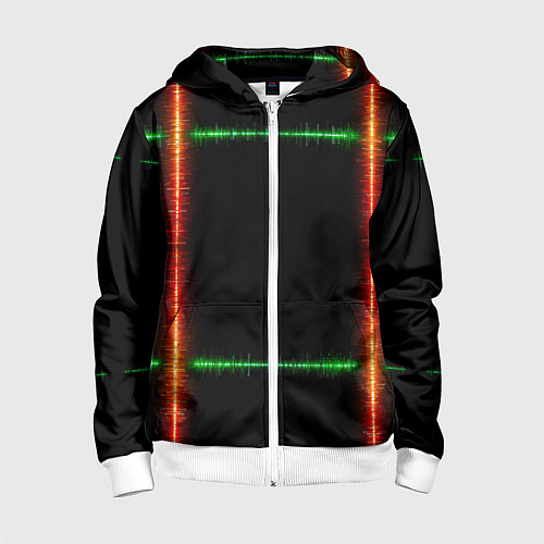 Детская толстовка на молнии Color green orange lines / 3D-Белый – фото 1