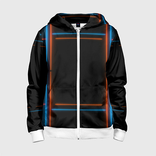 Детская толстовка на молнии Neon black red blue / 3D-Белый – фото 1