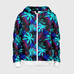 Толстовка на молнии детская Palm blue light blue, цвет: 3D-белый