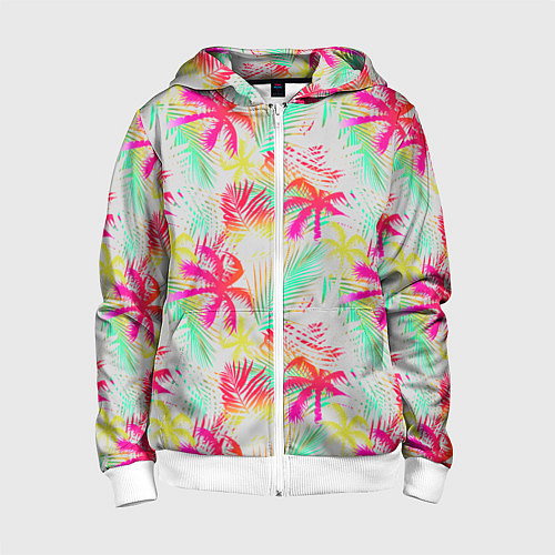 Детская толстовка на молнии Palm yellow pink / 3D-Белый – фото 1