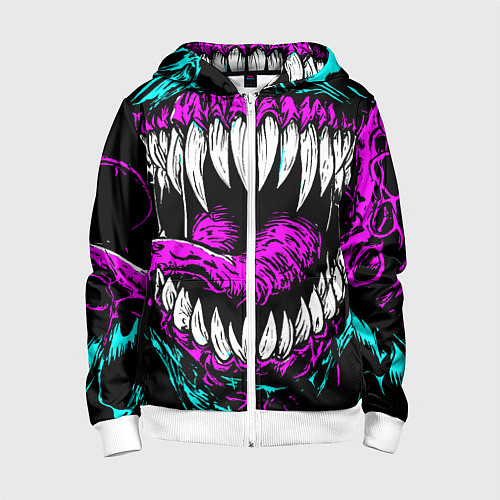 Детская толстовка на молнии Клыки венома / 3D-Белый – фото 1