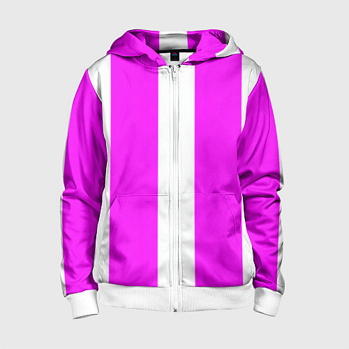 Детская толстовка на молнии Color white pink line / 3D-Белый – фото 1