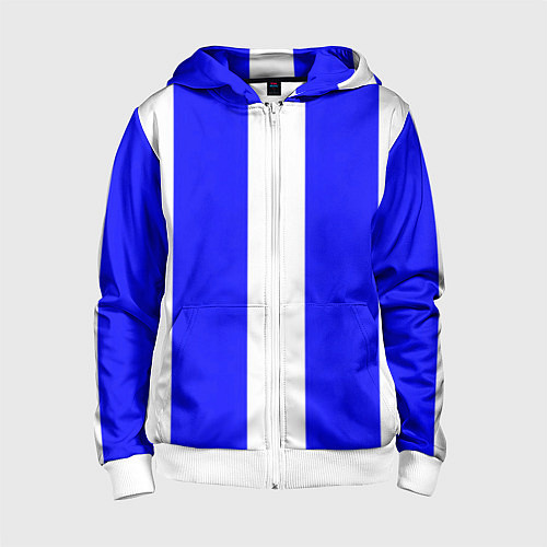 Детская толстовка на молнии Color white blue line / 3D-Белый – фото 1