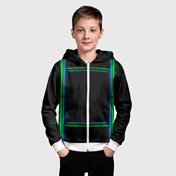 Толстовка на молнии детская Neon green light blue, цвет: 3D-белый — фото 2