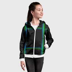 Толстовка на молнии детская Neon green light blue, цвет: 3D-белый — фото 2