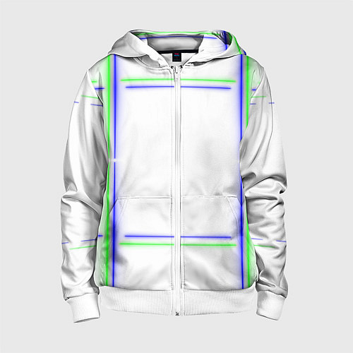 Детская толстовка на молнии Neon white green light blue / 3D-Белый – фото 1