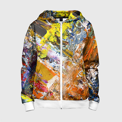 Детская толстовка на молнии Живая Абстракция: Поток Цветов и Форм в Постоянном / 3D-Белый – фото 1
