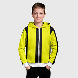 Толстовка на молнии детская Color yellow black line, цвет: 3D-белый — фото 2