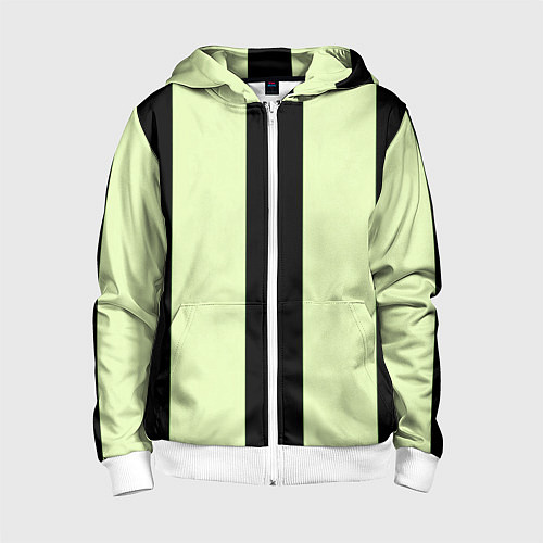 Детская толстовка на молнии Color light green black line / 3D-Белый – фото 1