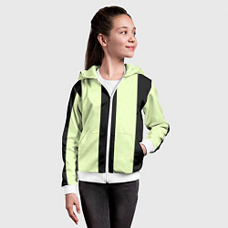 Толстовка на молнии детская Color light green black line, цвет: 3D-белый — фото 2