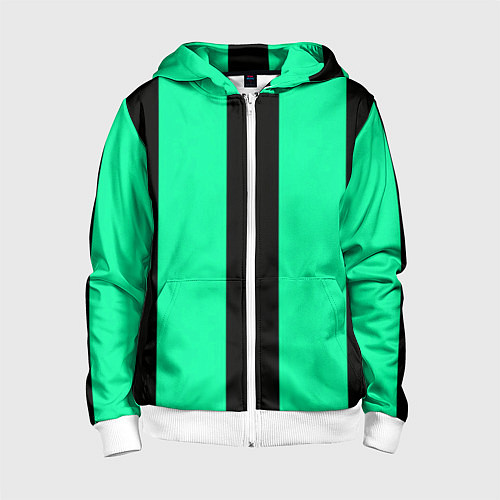 Детская толстовка на молнии Color turquoise black line / 3D-Белый – фото 1