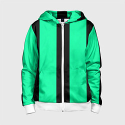 Толстовка на молнии детская Color turquoise black line, цвет: 3D-белый
