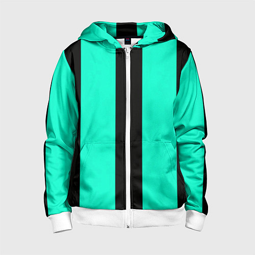 Детская толстовка на молнии Color light blue white line / 3D-Белый – фото 1