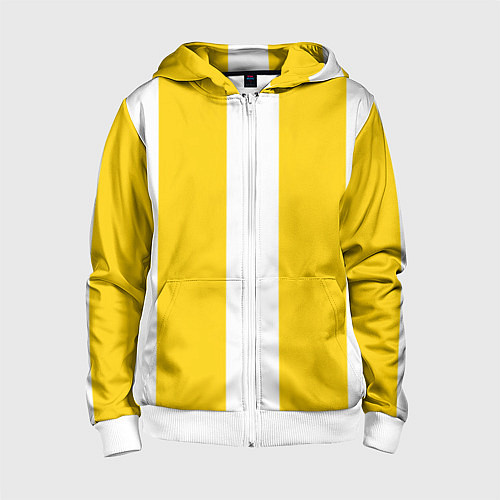 Детская толстовка на молнии Color yellow white line / 3D-Белый – фото 1