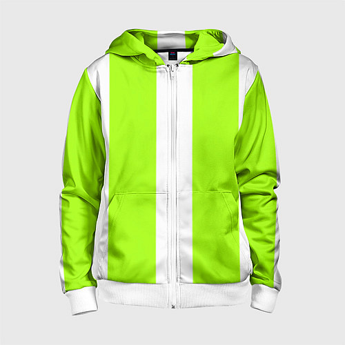 Детская толстовка на молнии Color light green white stripes / 3D-Белый – фото 1